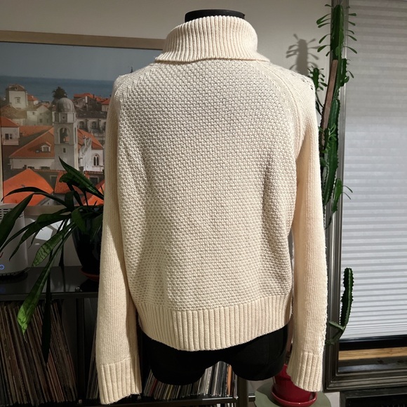 J.Crew Ruffle Front Cable Knit Turtleneck Sweater Size Small - Picture 8 of 9